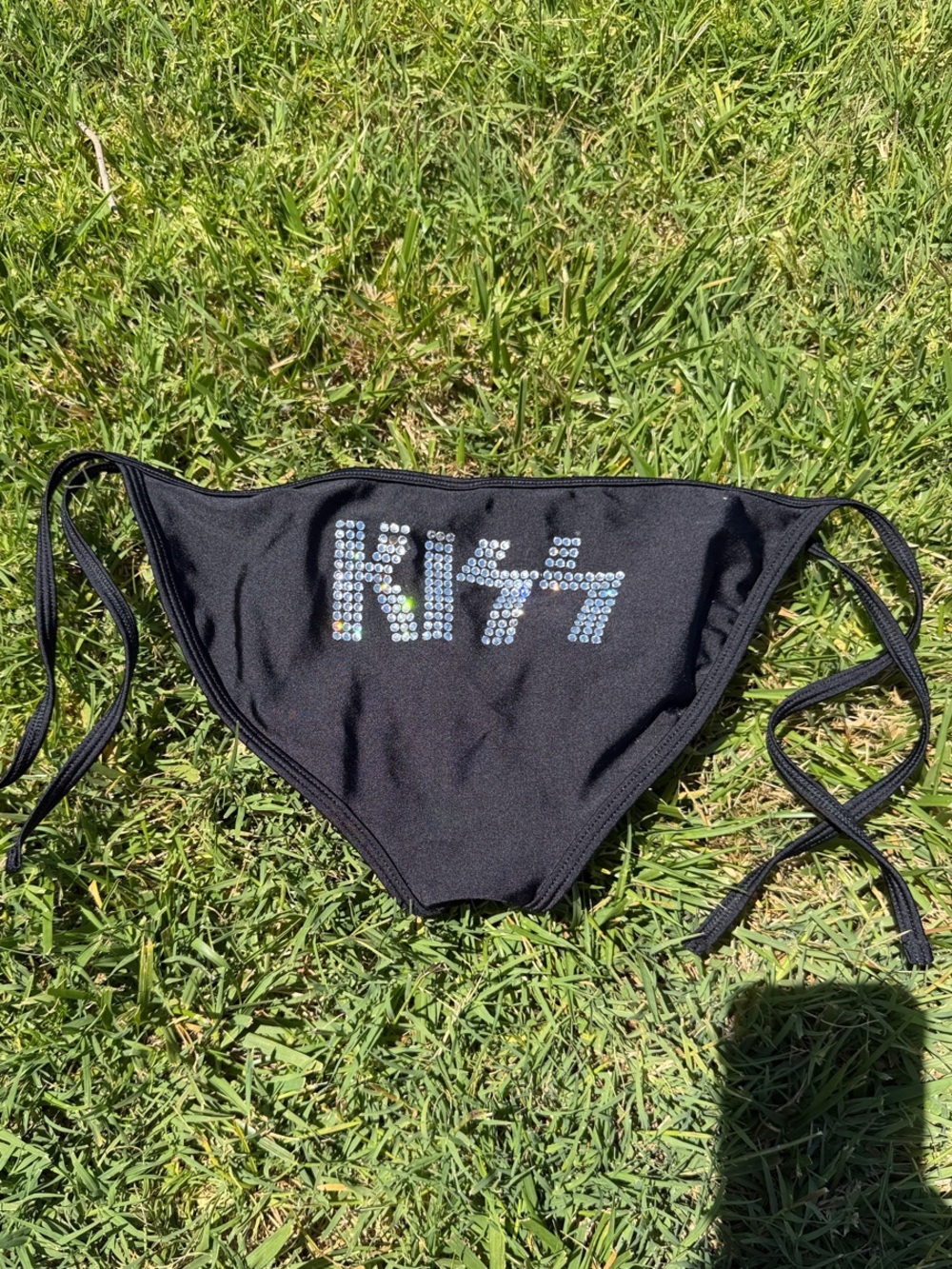 American Apparel Black Bikini Bottom with KISS SWAROVSKI CRYSTAL Logo